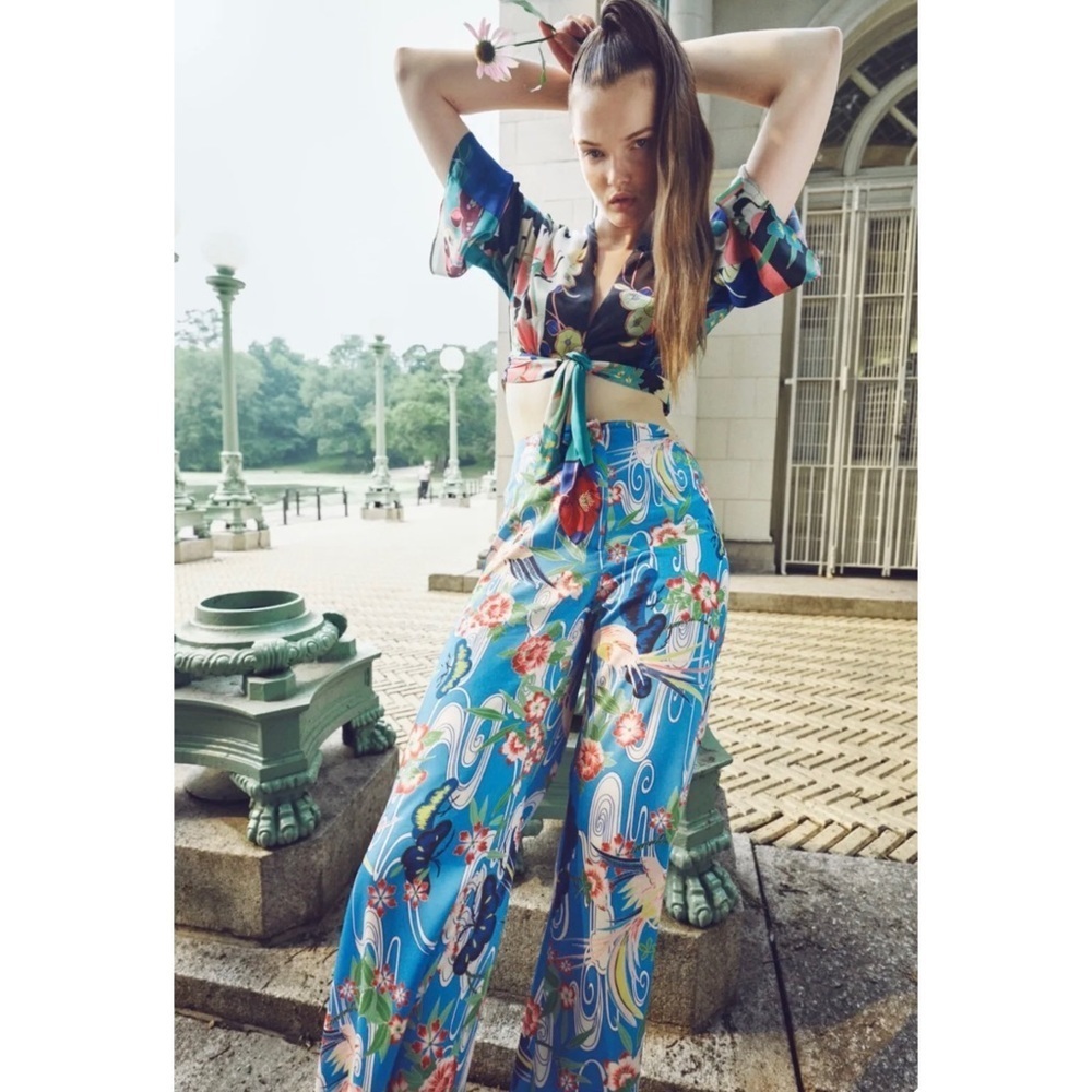 Zara high waisted printed pants